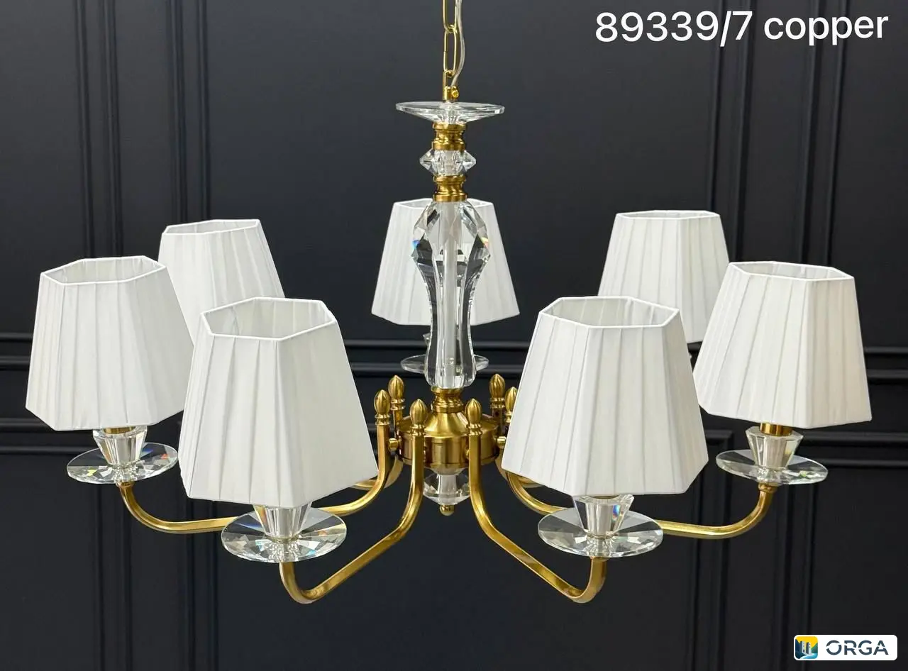Люстра медная 89339/7, диаметр 74 см, высота 53 см, 7 ламп, цоколь Е14
