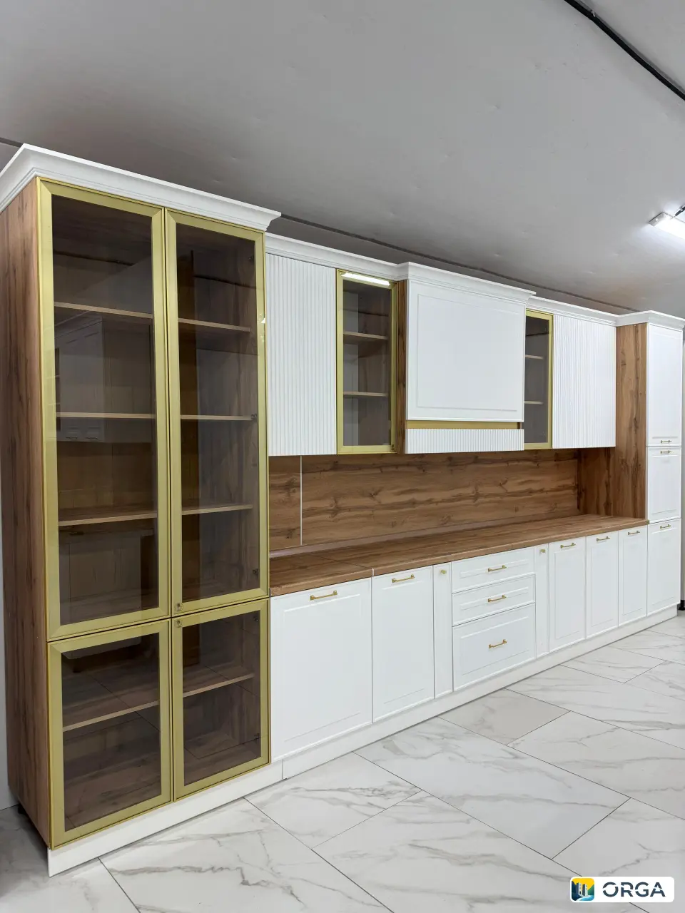 Кухонный гарнитур Джанетта, крашеный МДФ, дубвотан, 500x245 см, 125000 тыс