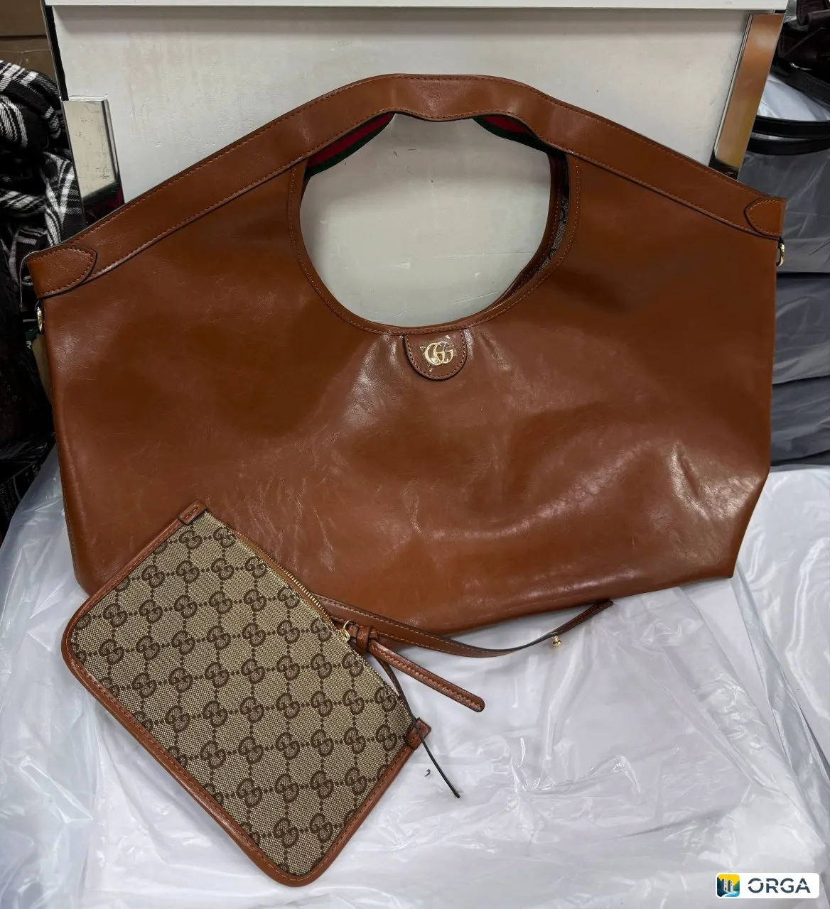 Шоппер Gucci из натуральной кожи с кошельком, новинка