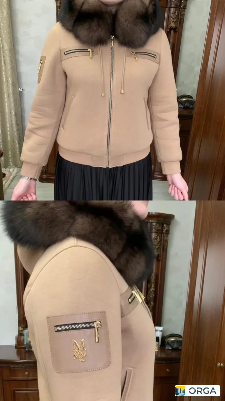 Женский бомбер с натуральным мехом Max Mara, размер L, б/у