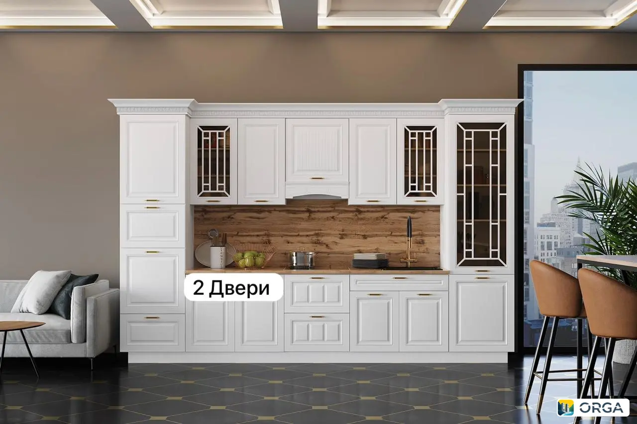 Кухня «АННА МАРИЯ» от фабрики АМДС, размеры 3.60x2.35, ручки золото, цена 58 000 ₽