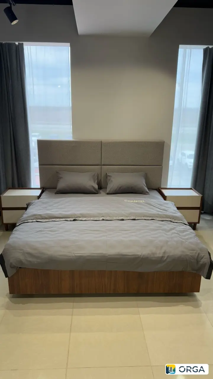 Спальня «Катрин» 6дв, гарнитур в стиле минимализм, цвет сатин, фасады с зеркальными вставками