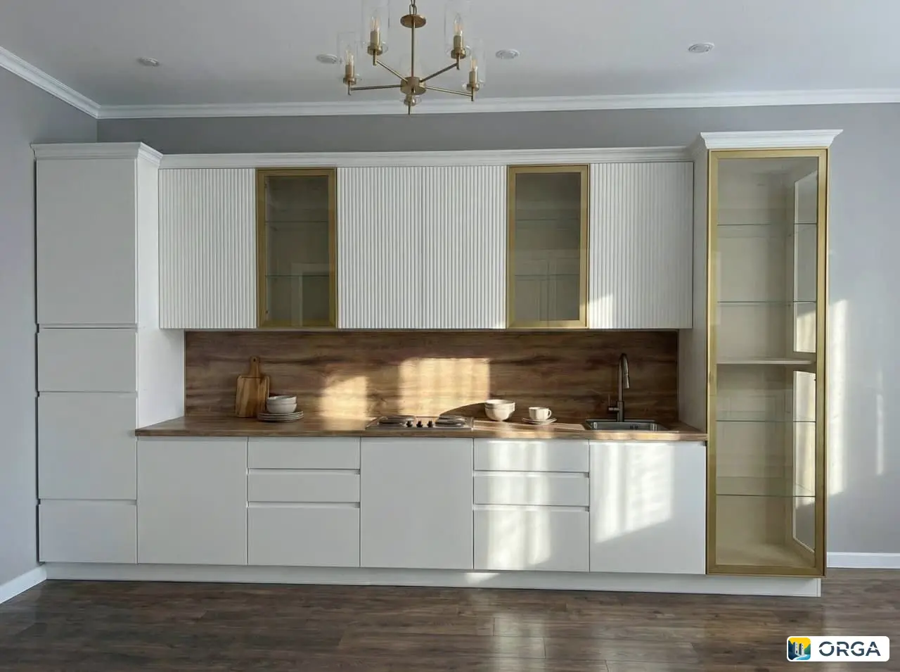 Кухня «Белла» 420, размер 420х245х60см, фасады крашеный МДФ белый, корпус ЛДСП белый, цена 83.000₽