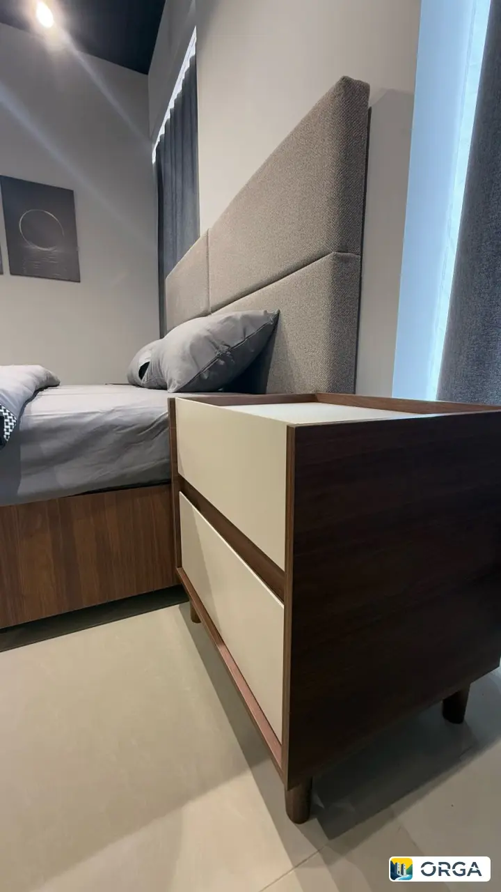 Спальня «Катрин» 6дв, гарнитур в стиле минимализм, цвет сатин, фасады с зеркальными вставками